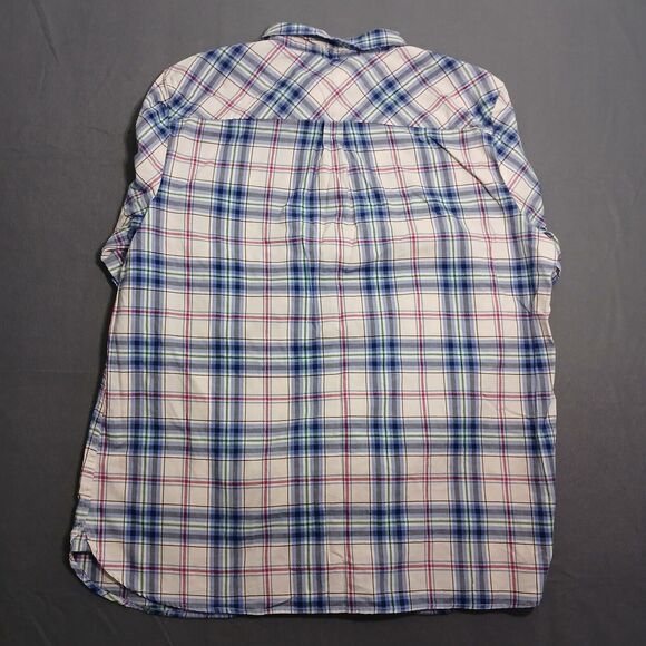 Talbots Women XL Plaid Metallic Stripes Button Up Long Sleeve Shirt - Picture 2 of 10